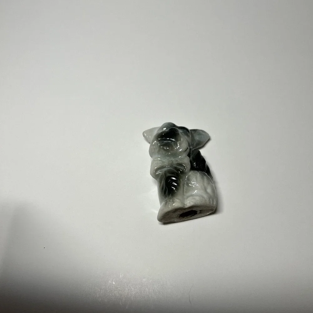 Little Black White Shnauzer Puppy Dog‎ Made Japan Porcelain Figurine